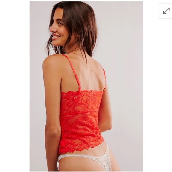 Free People Intimately Lacey Essential Cami In Poppy Red Size M - Picture 3 of 6
